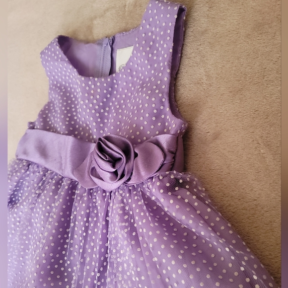 Rare Editions White Polka Dot Purple Sheer Dress Size 2T - Picture 5 of 6